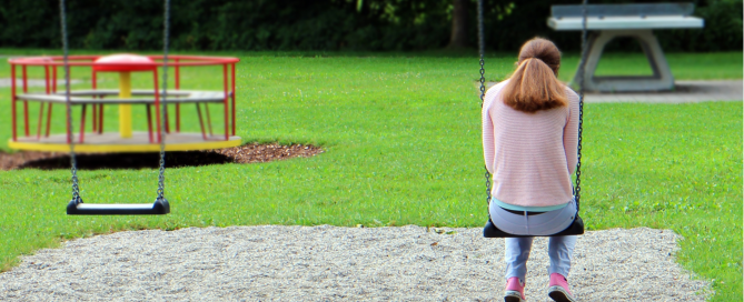 woman alone on swings in park